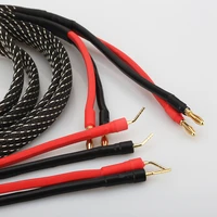 new pair pure copper loudspeaker cable hifi banana plug to pin plug speaker cable center audio speaker cable