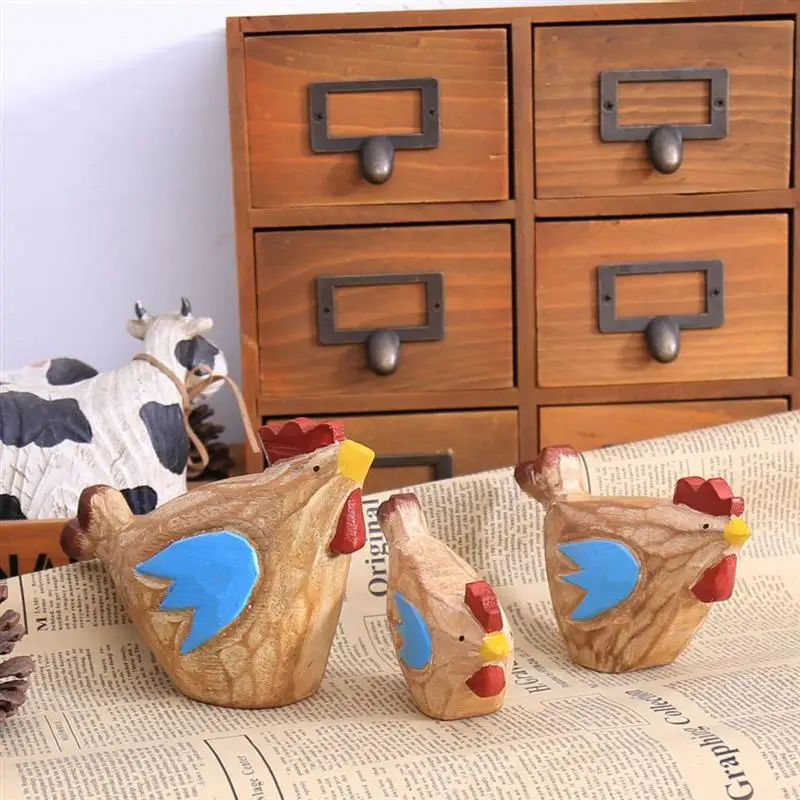 

3 шт Творческие деревянные украшения и милые носки с рисунками зверей из мультфильмов, курица ремесла мини настольных ПК, украшения для дома...