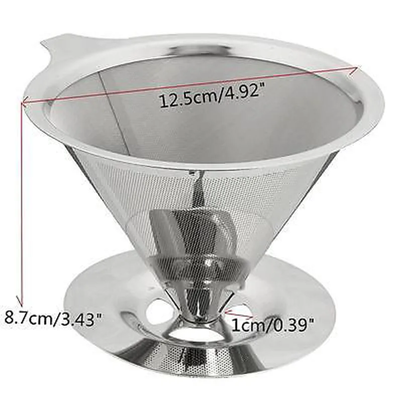2018 Нержавеющая сталь залить Воронка-дриппер для Кофе один Слои сетчатый фильтр с