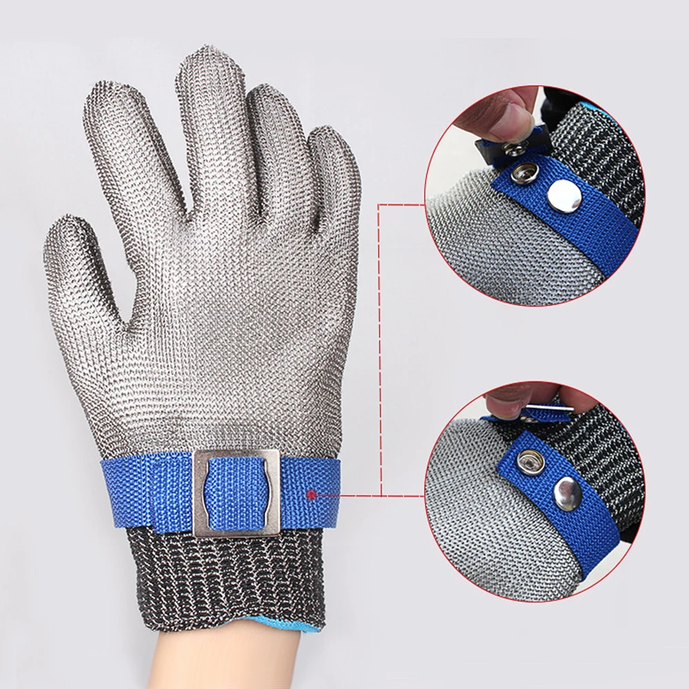 Защитные перчатки 5 уровня серебристо-серые устойчивые к порезам металлическая
