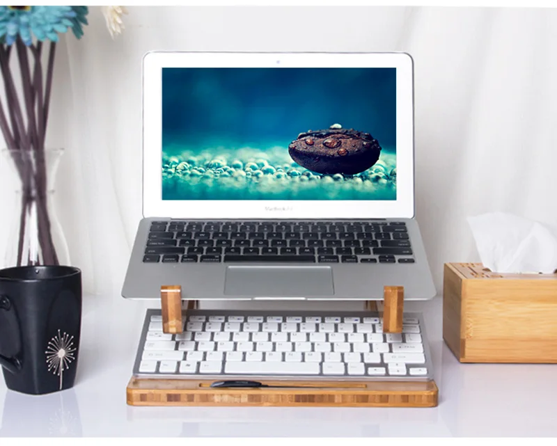 Увеличенная высота охлаждающая бамбуковая подставка для ноутбука для Macbook Air Pro retina кронштейн для 13,3 14 15 15,4 15,6 дюймов ноутбук