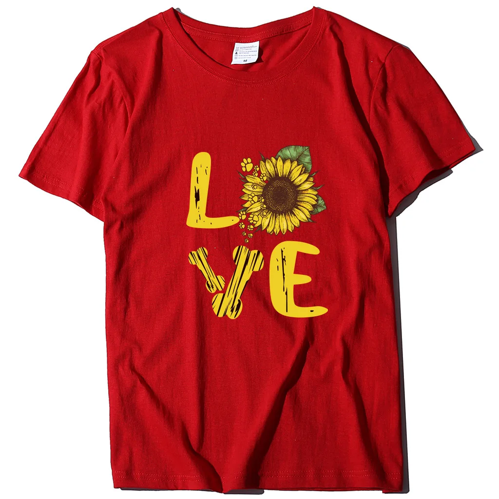 

Love Sunflower Print Women T Shirt Short Sleeve O Neck Loose Women Tshirt Ladies Tee Shirt Tops Clothes Camisetas Mujer