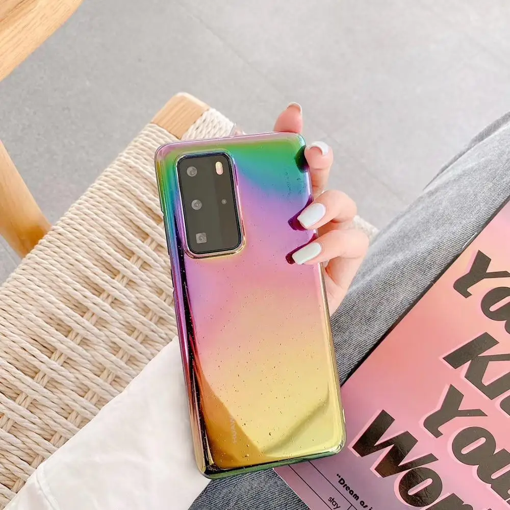 Чехол для телефона LOVECOM с радужными градиентными блестками в форме капли Huawei P20 P30