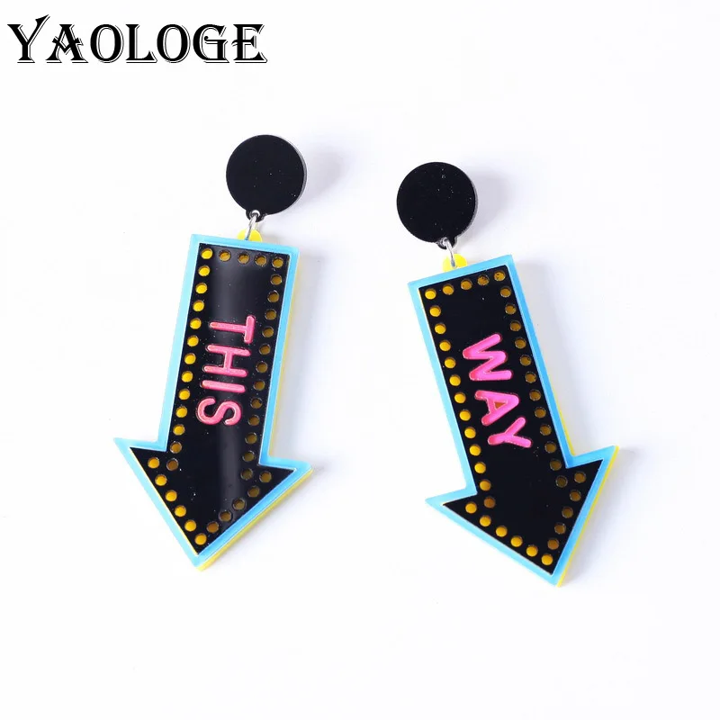 

YAOLOGE Fashion Arrow Korean Style Blue Woman Ear Accessories Unique Design Acrylic Jewelry Gift New Fashion All-match Party