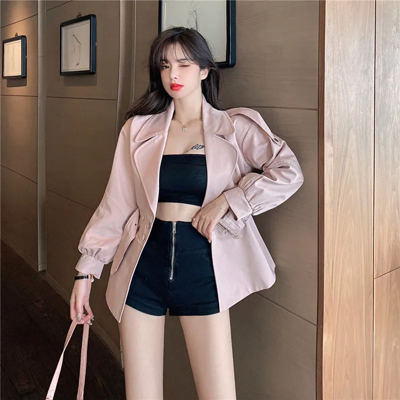 

Fashion Slim Collected Waisted Blazers Women Elegant Office Lady Solid Notched Jackets Women Pockets Double Breasted Suit Ladies