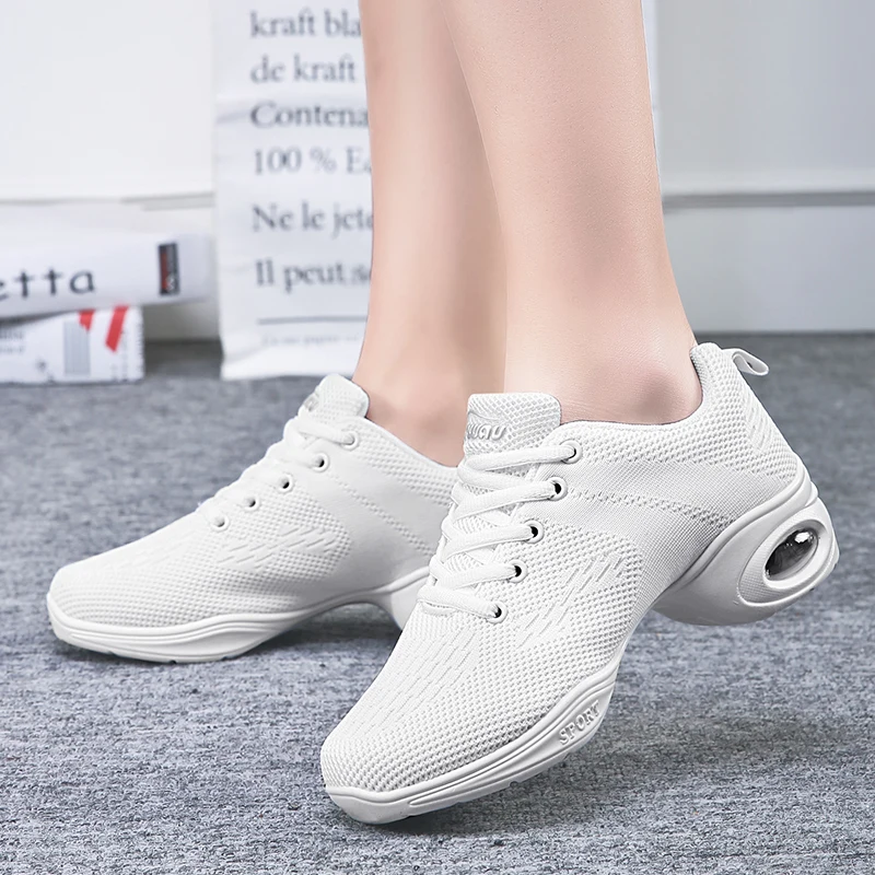 Кроссовки женские для джазовых танцев плетеная сетчатая обувь современных на