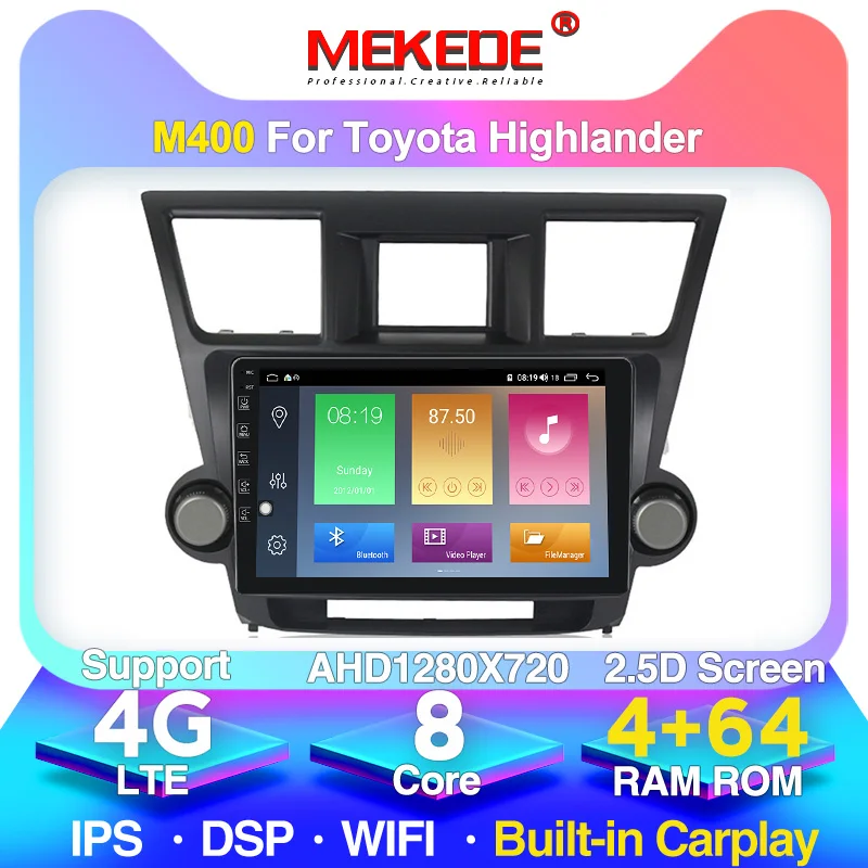 Автомагнитола IPS DSP 2 din Android 10 0 мультимедийный видеоплеер для Toyota Highlander 2007 2014 GPS