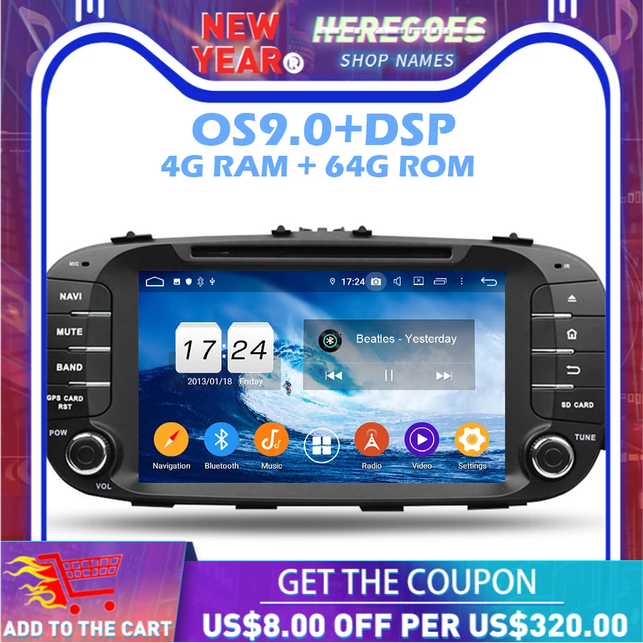 1280*720 DSP Android 10 0 Восьмиядерный 4G + 64 Гб ROM Bluetooth 5 Wifi GPS автомобильный DVD плеер RDS радио