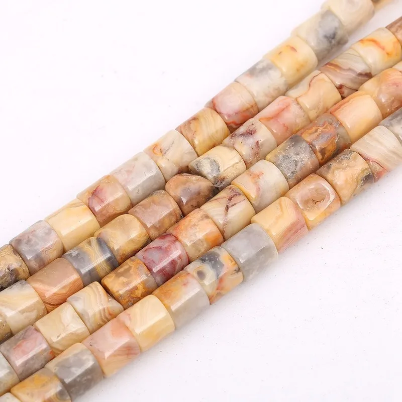 

6mm Natural Stone Bead India Agate Tiger Eye Cylindrical Loose Spacer Beads for Jewelry Making DIY Bracelet Necklace Accessories