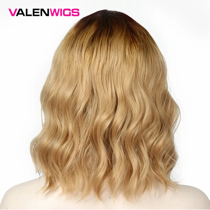 Парики ValenWigs 16 дюймов с Омбре коричневые блонд парики для чернокожих/белых женщин