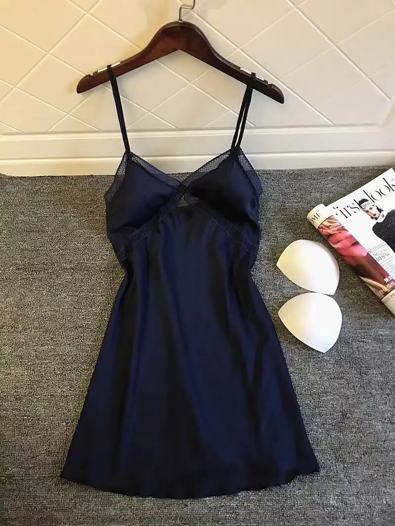 Новинка сексуальное шелковое ночное белье с подушкой на груди кружевная ночная