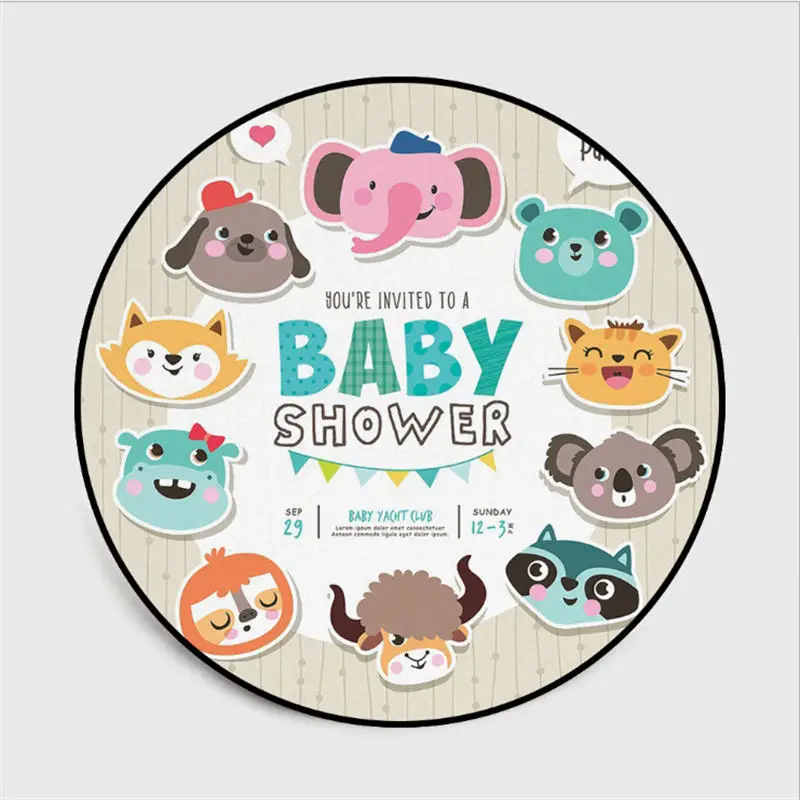 Ковры для гостиной с милым мультяшным животным узором круглые хрустальные