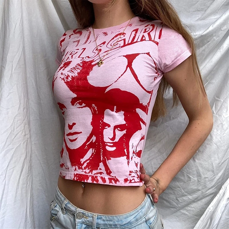 Футболка с графическим принтом E-girl Humen зеленые кроп-топы вышивкой готические