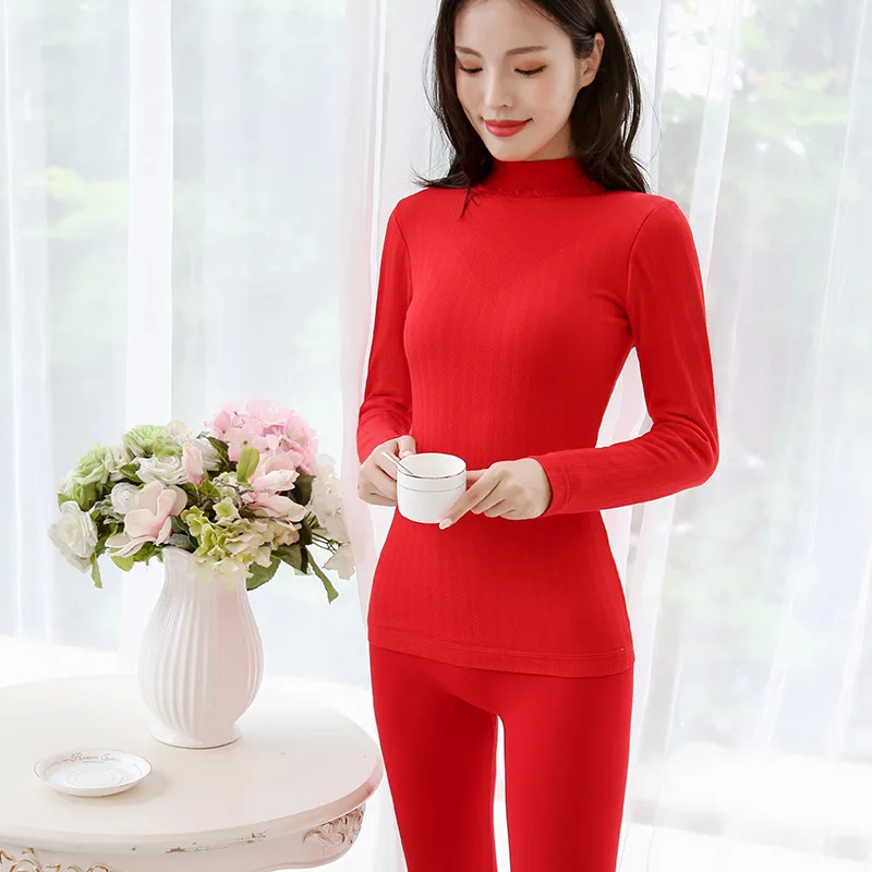 Однослойная бархатная Термоодежда с длинным рукавом для женщин зимнее нижнее