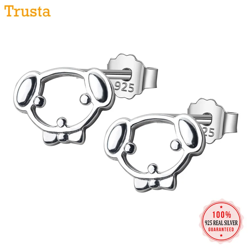 Женские серьги-гвоздики в виде собаки Trustdavis из чистого серебра 925 пробы модные