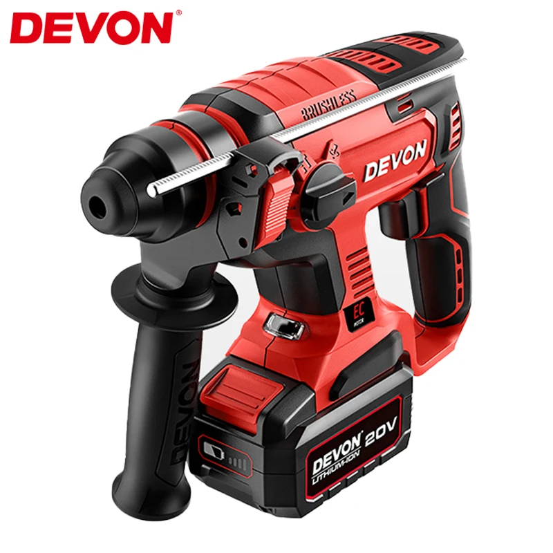 

DEVON 5401 Cordless Rotary Hammer 1.7J 4500ipm 2.1Kg Bare Tool Brushless Motor Share Rechargerable 20v Battery Platform