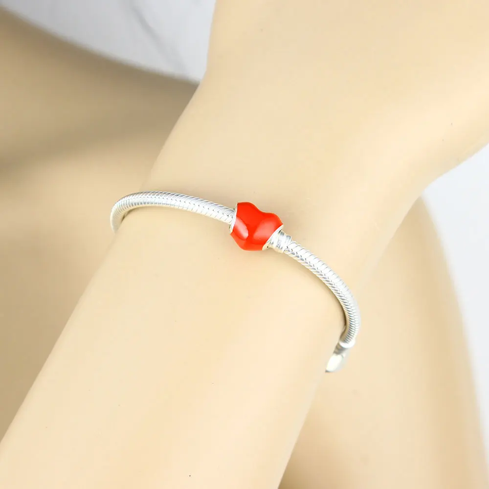 

2018 Spring Collection Red Enamel Heart Beads Charms Fit Original Pandora Charm Bracelet 925 Sterling Silver DIY Jewelry Making