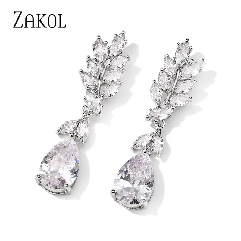ZAKOL Роскошные Кристальные капли кубического циркония ювелирные изделия для