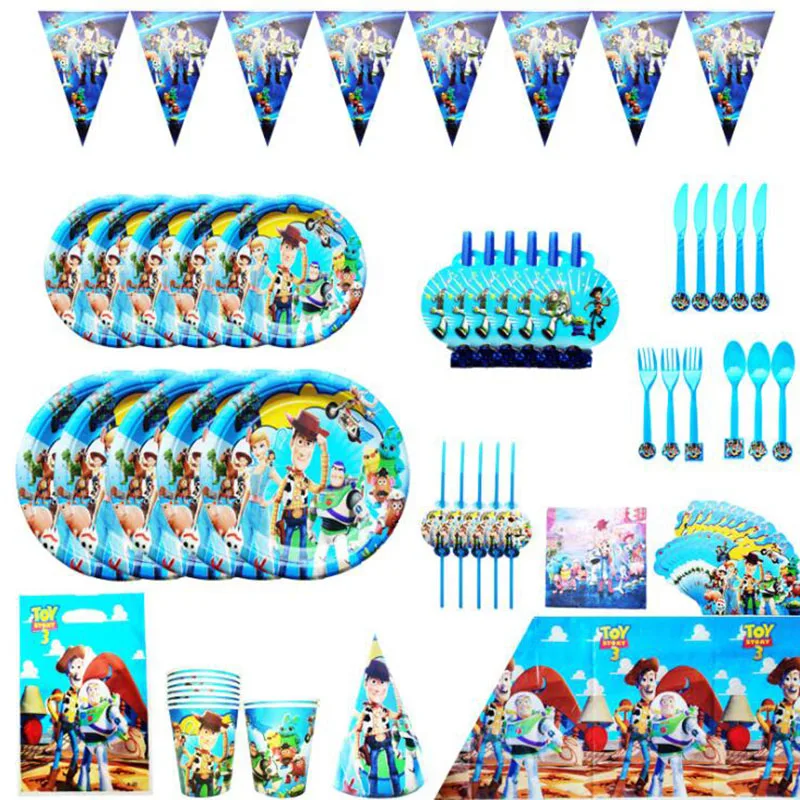 Прекрасный История игрушек 3 украшения вечерние сувениры пластин вилка Флаг Дети