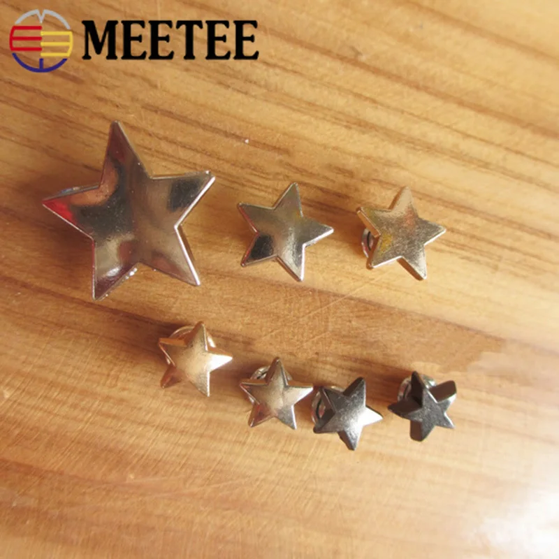 Meetee 50pcs 9/12/19mm Metal Star Rivet Buckles Shoes Leather Belt Decoration Nail Clasp Accessories DIY Bags Clothing | Дом и сад