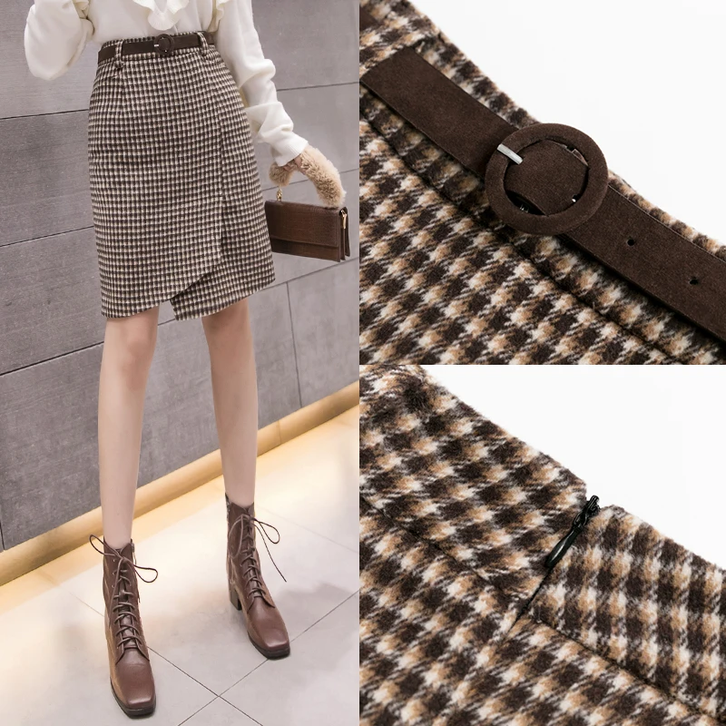 KINOMI новинка 2020 весна-осень юбки с высокой талией элегантные офисные женские