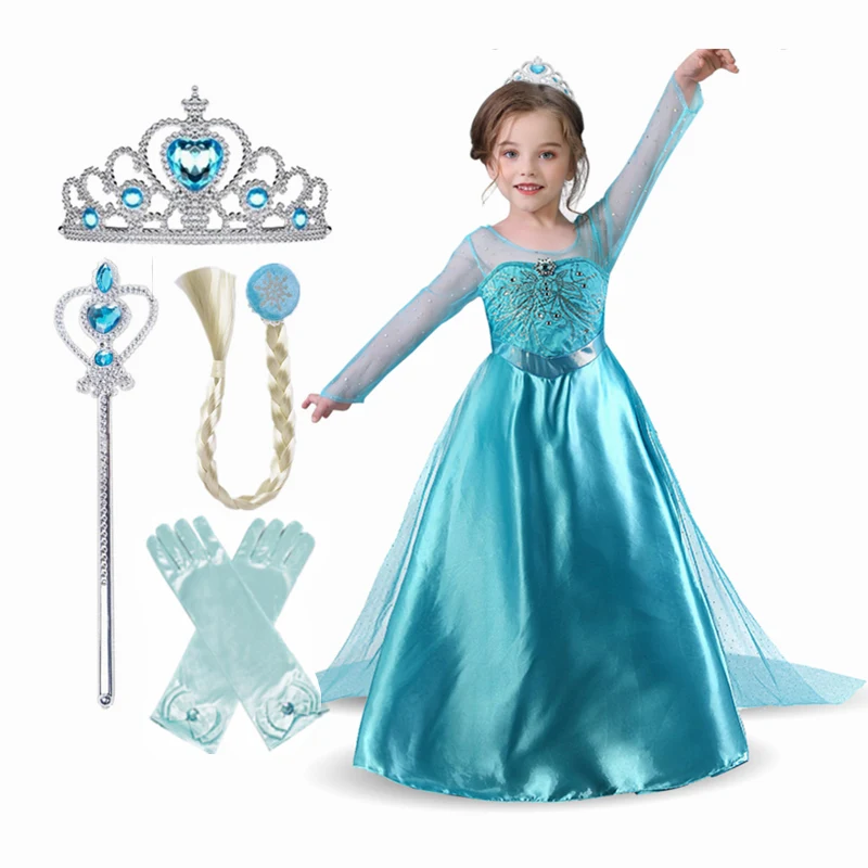

Girls Princess Dress Up Children Carnival Costume Kids Dresses for Girls Birthday Party Dresses Fancy Queen Crystal Snow 2 Dress