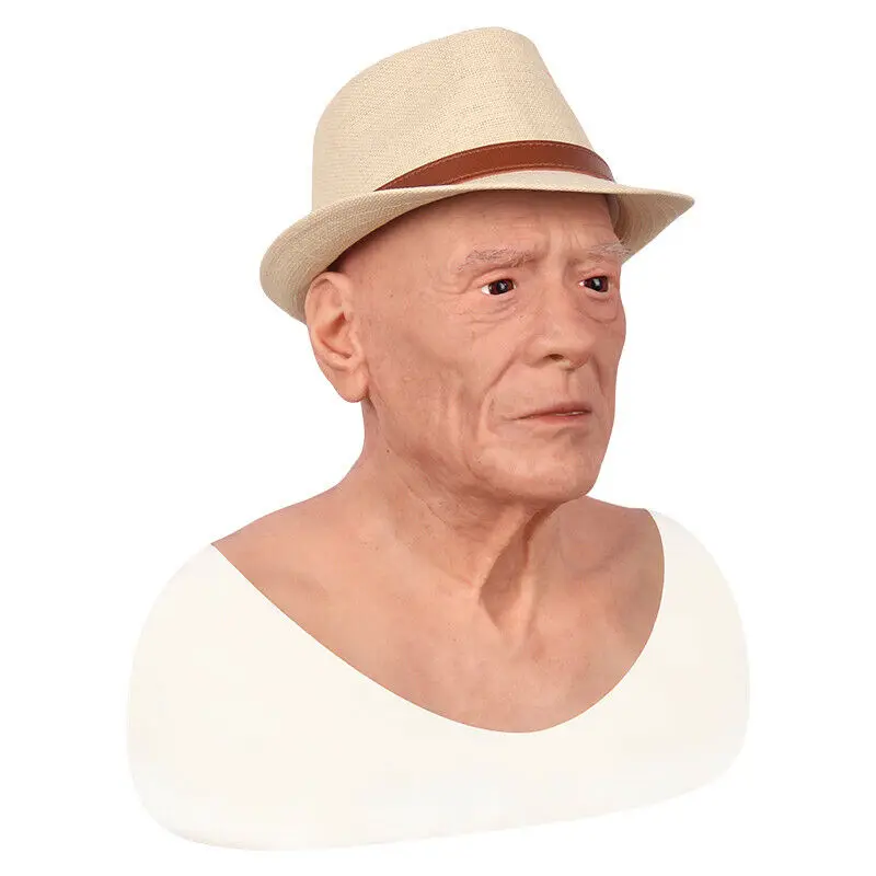 

Liifun Artificial Silicone Adult Mask Realistic Halloween-Mask Full Head For Parties Masquerade Trick Props Cosplay Old Man