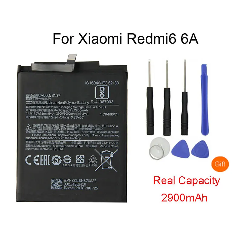 Оригинальный сменный аккумулятор BN37 Аккумулятор для сотового телефона Xiao mi Red 6 6A