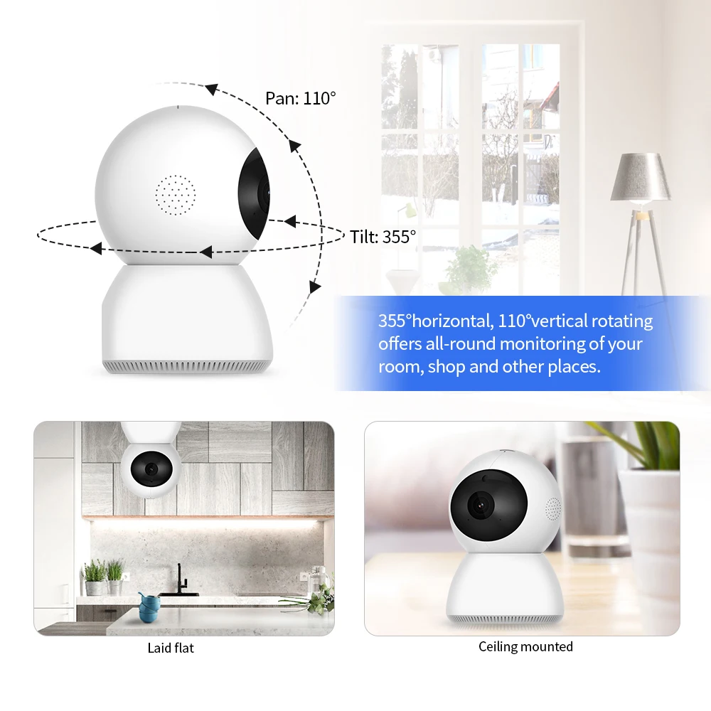 Смарт PTZ IP Камера s 1080P Wi Fi Крытый Беспроводной безопасности ИК светодиодов