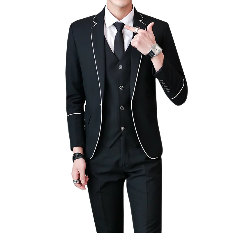 Модное Брендовое мужское платье комплект из 3 предметов мужские облегающие