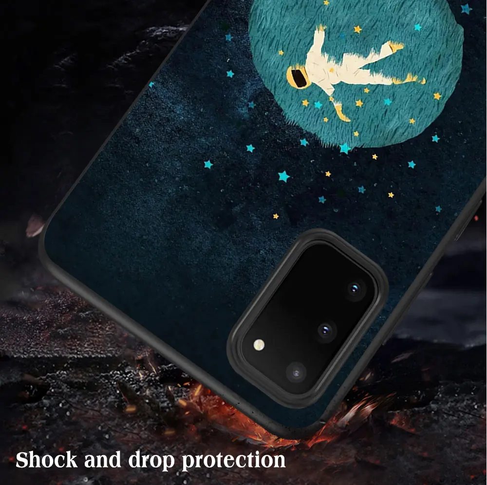 

Funny Cute Astronaut Space Case For Samsung A51 A71 S21 S20 A50 A70 A20 A21S S10 S9 S8 Ultra Puls Note 20 10 Plus Black Cover