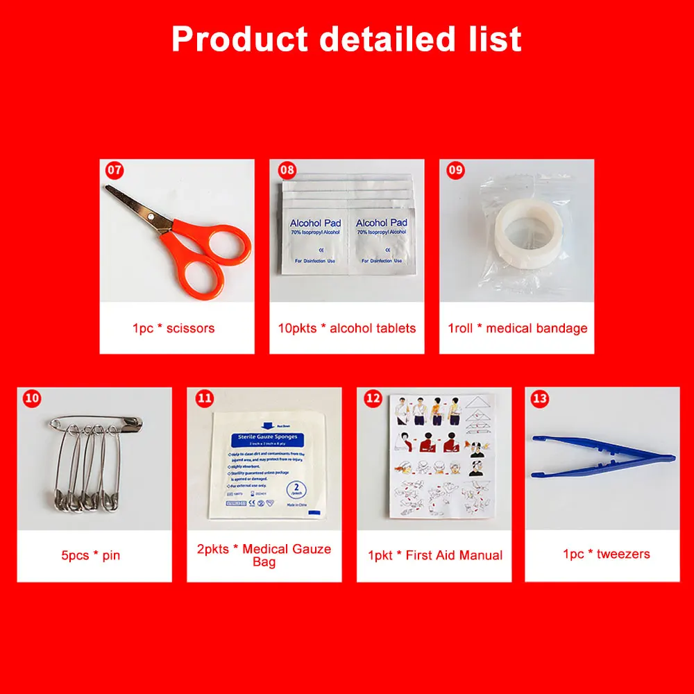 

12 Pcs First Aid Emergency Kit Camping Sport Travel Car Home Medical Bag Perfect for trvaling Hiking Camping 2 packs on sale