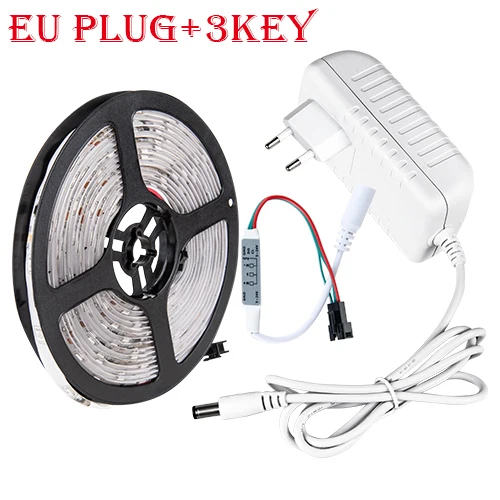 EU Plug Set 3key 5050 SMD светодиодный светильник полоса WS 2811 IC Warerproof светодиодный светильник ing для шкафов под шкафом DC12V светодиодный декоративный светильник для дома, мебели для спальни - Цвет: EU Plug Set 3key
