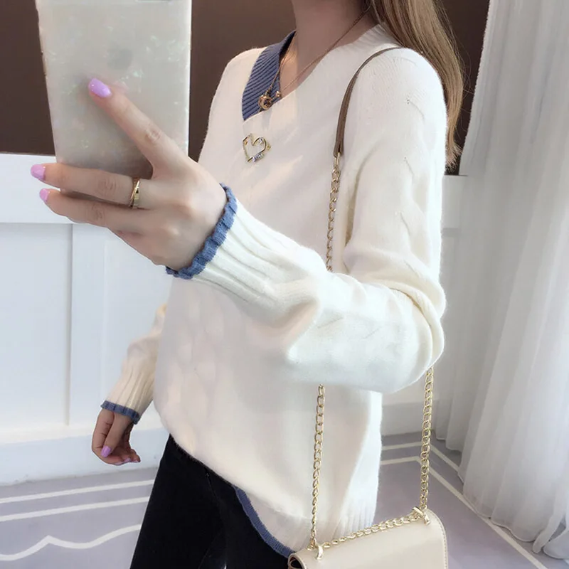 

Autumn/Winter 2021 Women's Oversized knit Sweater Bottom Top Thickened Loose top solid color