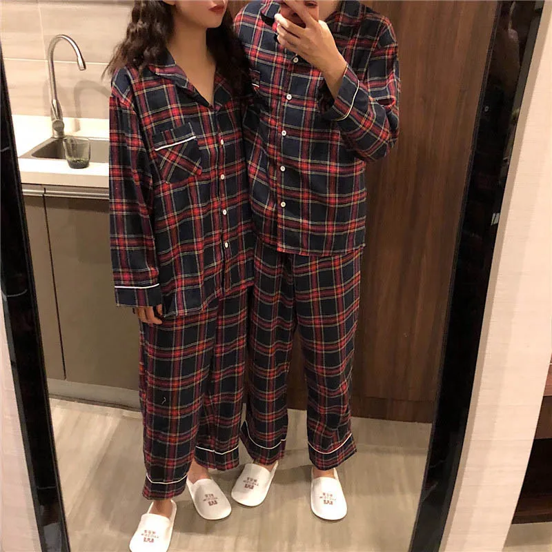 2019 пижамы для мужчин и женщин милые свежие с отворотом пар весенний осенний