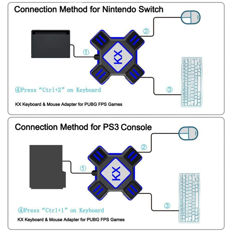 KX USB Game Controller Converter Keyboard Mouse Bluetooth Adapter Gaming for Switch/Xbox/PS4/PS3 | Электроника