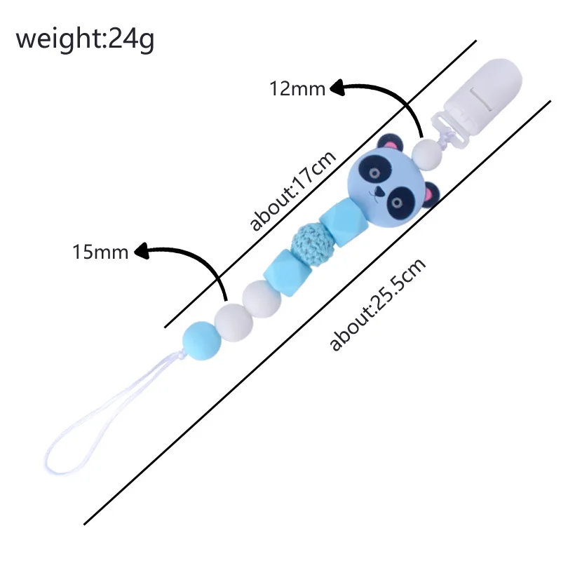 

Handmade Silicone Panda Pacifier Clips Infant Chain Strap Cute Dummy Nipple Leash Strap for Infant Toddler Baby Baby Shower Gift