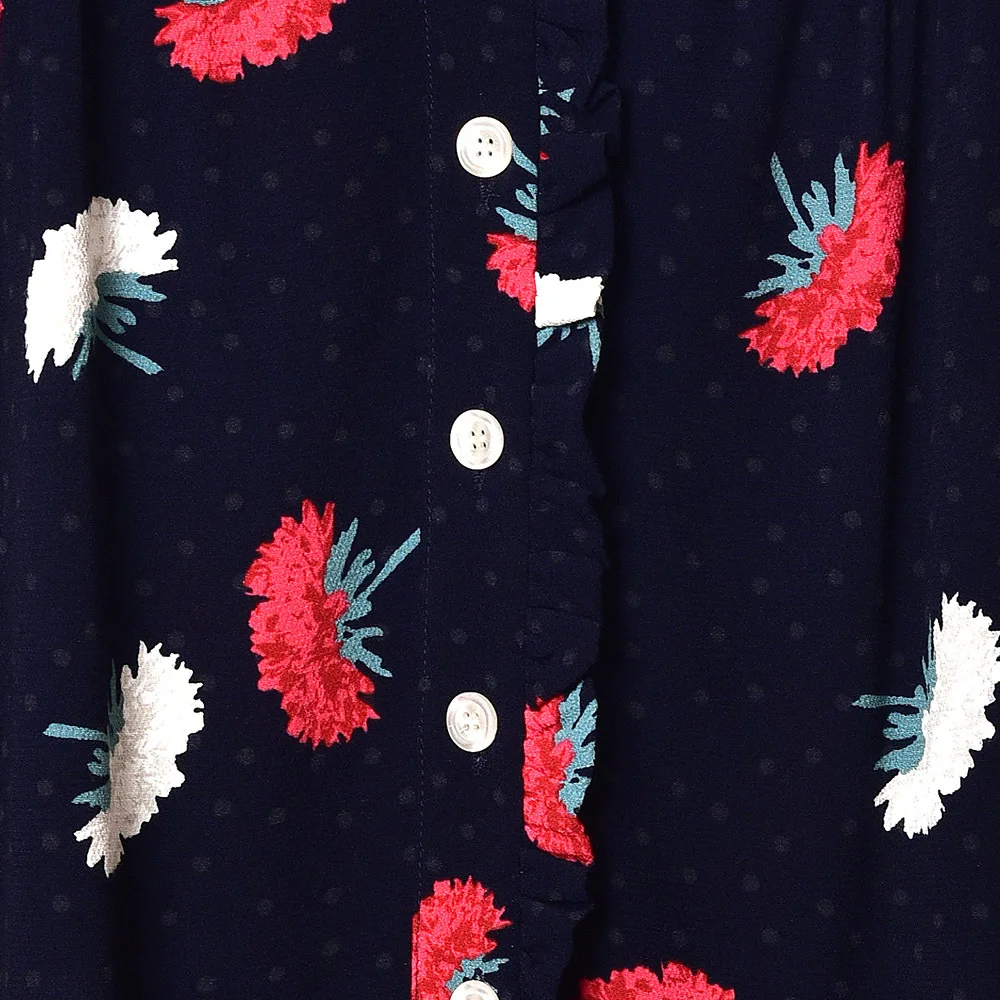 

2020 spring summer new women midi skirt flower print slim ladies elegant female Single-breasted long skirt
