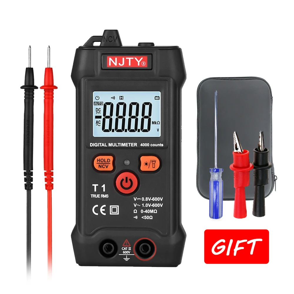 

NJTY T1 SET Pocket Smart Mini Multimeter Digital Automotive Tester TrueRMS NCV 600V Voltage Tester Portable Electric Multimeter