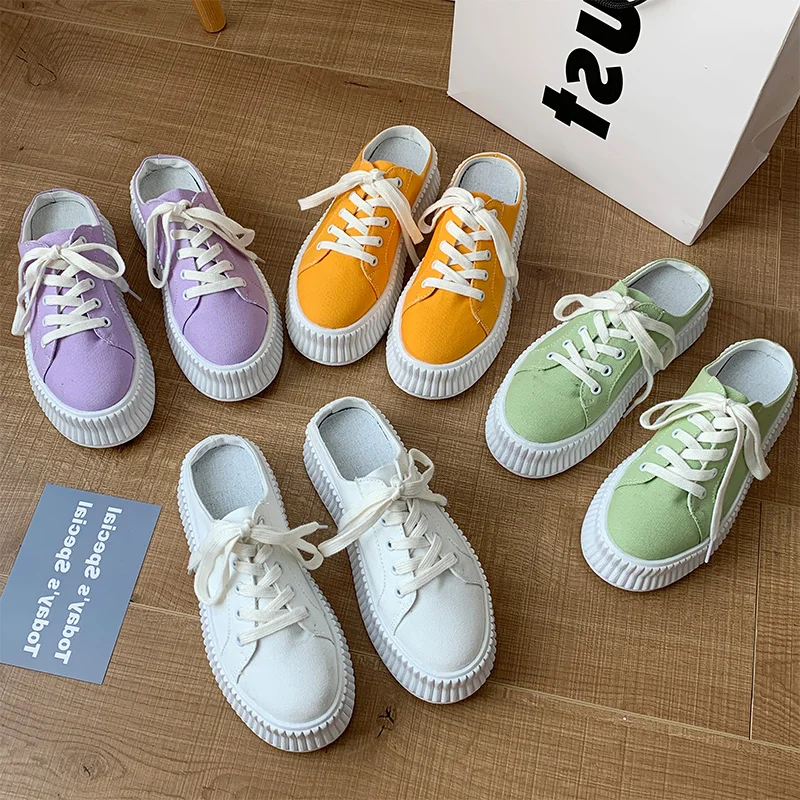 

Round Toe Shoes Woman 2021 All-Match Clogs Platform Casual Female Sneakers Modis New Creepers Small Cute Cross Summer Leisure PU