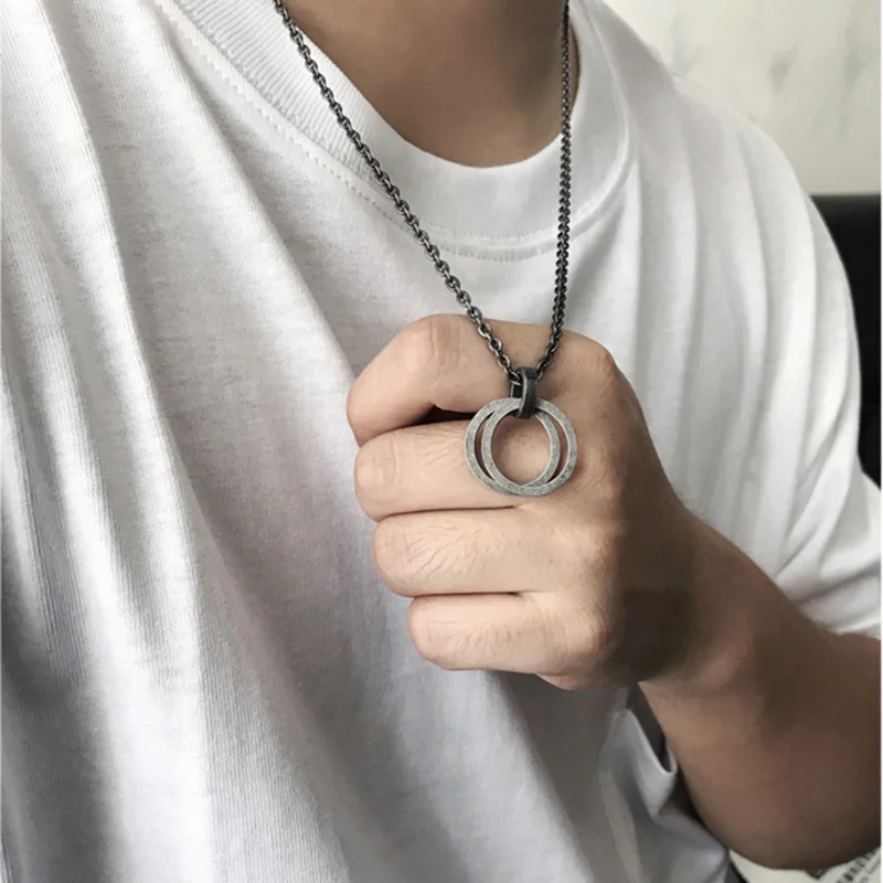 RE Мода Пара титана стали свитер ожерелье мужчины древняя серебряная цепь чокер