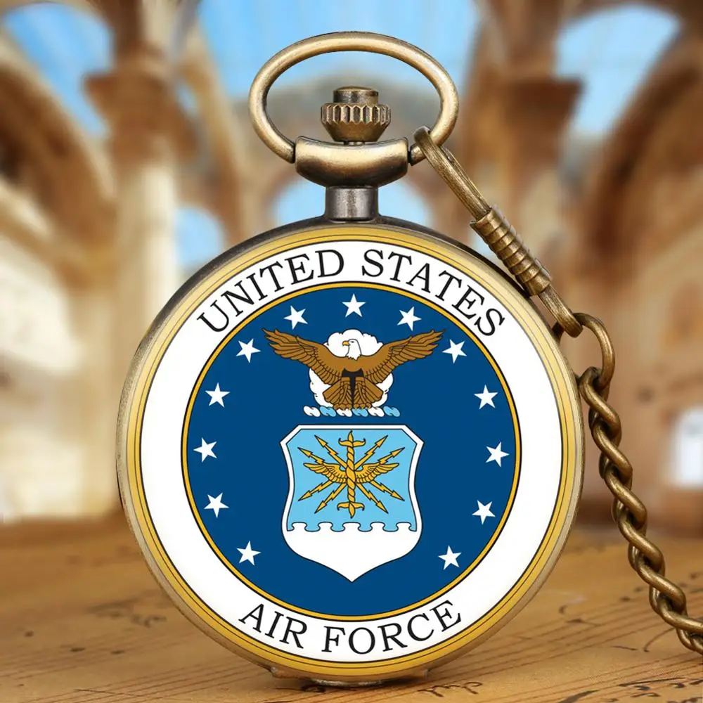 Часы Exquise бронзовые военно-морские силы армейские кварцевые карманные с цепочкой