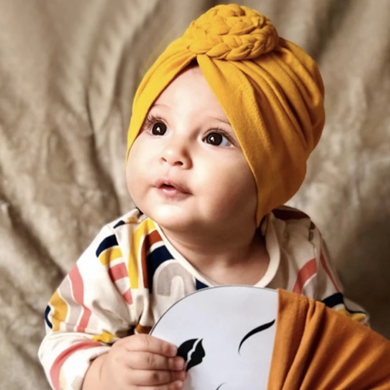 

Spring Summer Children's Cotton Hat Braid Baby Fetus Cap Solid Color Soft Breathable Cotton Hats Cute Sweet Comfortable Hats New