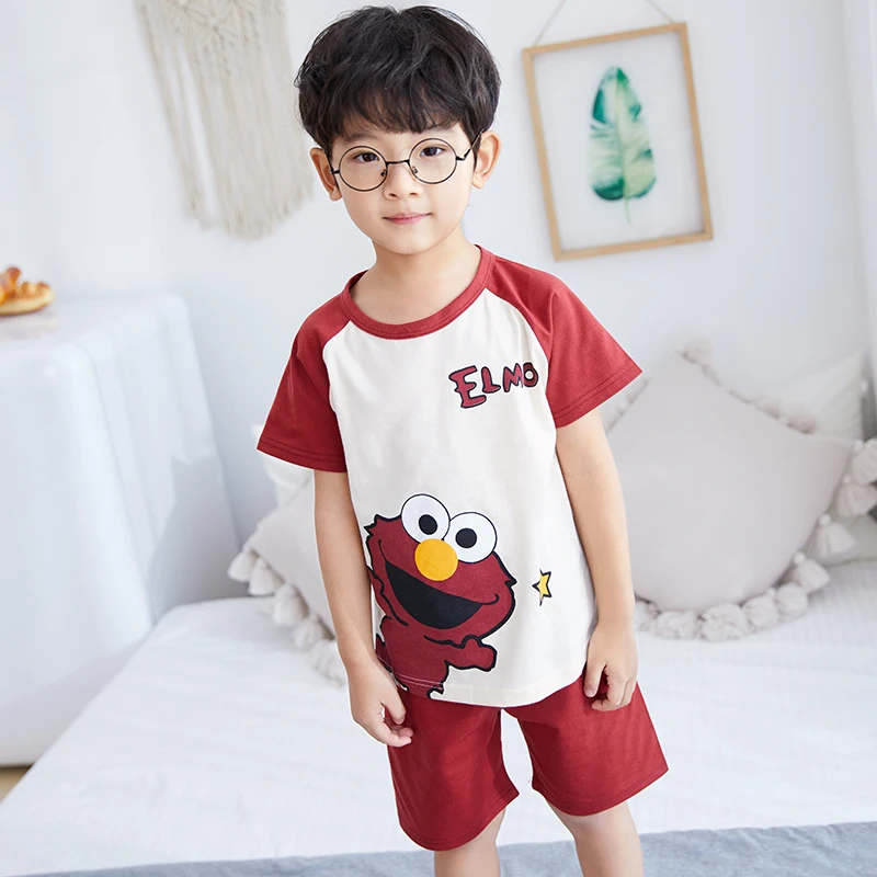 Детский пижамный комплект летняя домашняя одежда для мальчиков и девочек