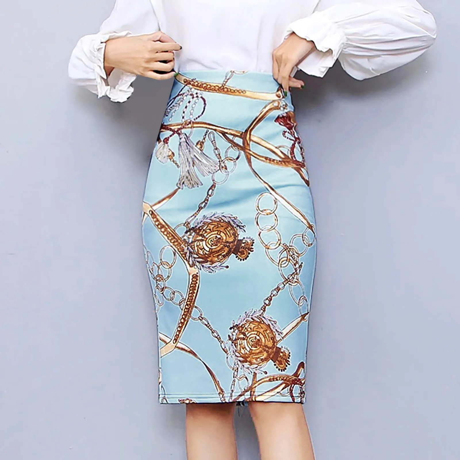 

Women's Fashion Half-length Skirt Printed Step Package Hip Long Skirt New Breathable Comfortable Ladies Clothes Quality Skirts