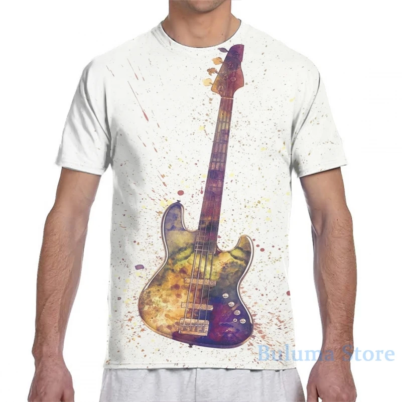 Электрическая бас-гитара абстрактная акварель Мужская футболка женская
