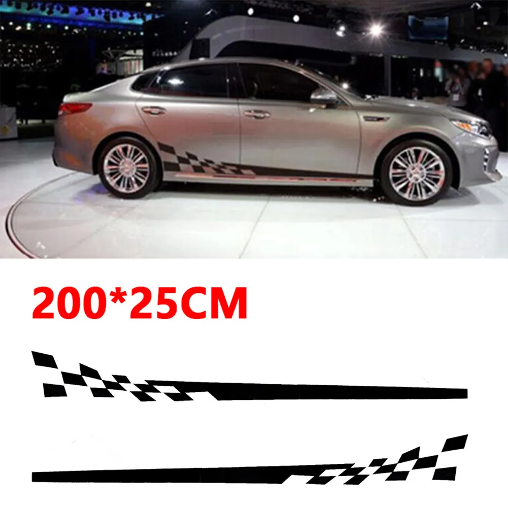Черные 2 шт боковые полосы тела гоночные Гонки JDM автомобиля Виниловые наклейки Наклейка