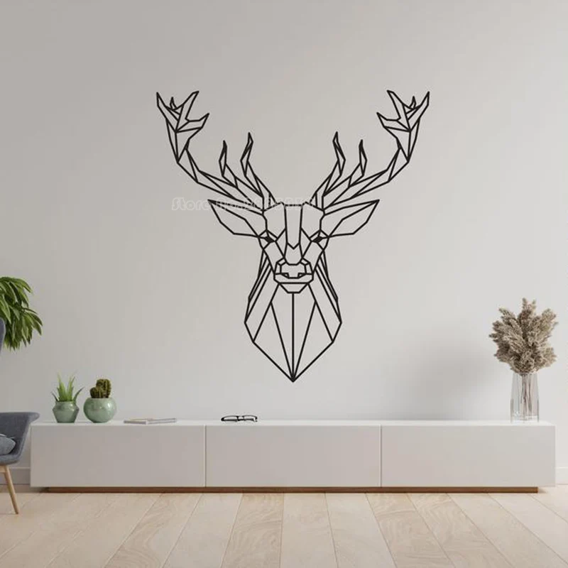 Рождество стикер на стену в виде оленя голова геометрическом стиле виниловые