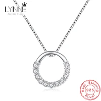 new fashion 925 sterling silver jewelry fine round zircon pendant necklaces women gift semi circle rhinestone cz clavicle chain