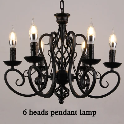 6 heads pendant lamp Современная подвесная люстра из кованого железа, винтажная люстра, Потолочная свеча, светильники для освещения, железное черное/Белое домашнее освещение - Цвет корпуса: 6 heads pendant lamp